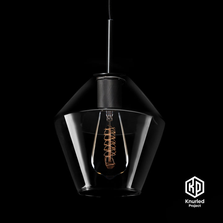 Matte Black Shade Pendant Light + Diamond Shade