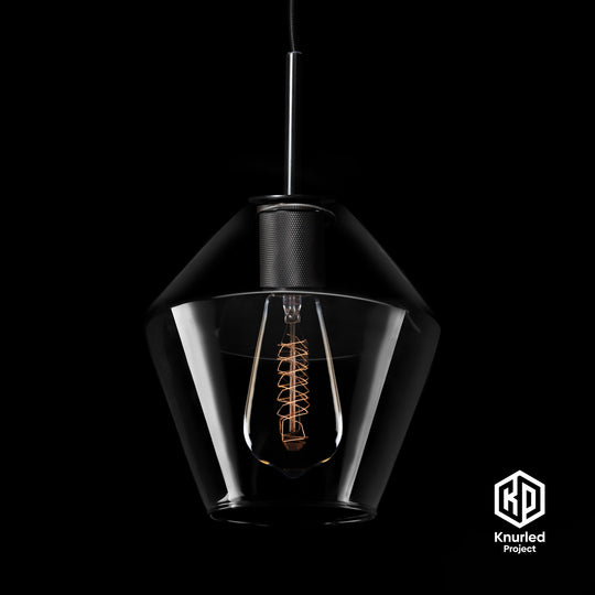 Matte Black Shade Pendant Light + Diamond Shade