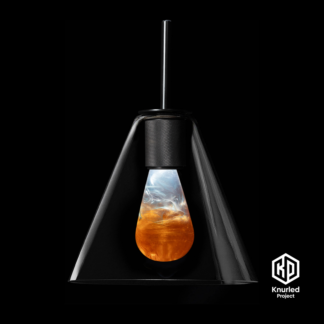 Matte Black 3 Drop + Molten Mood Bulbs + Cone Shade