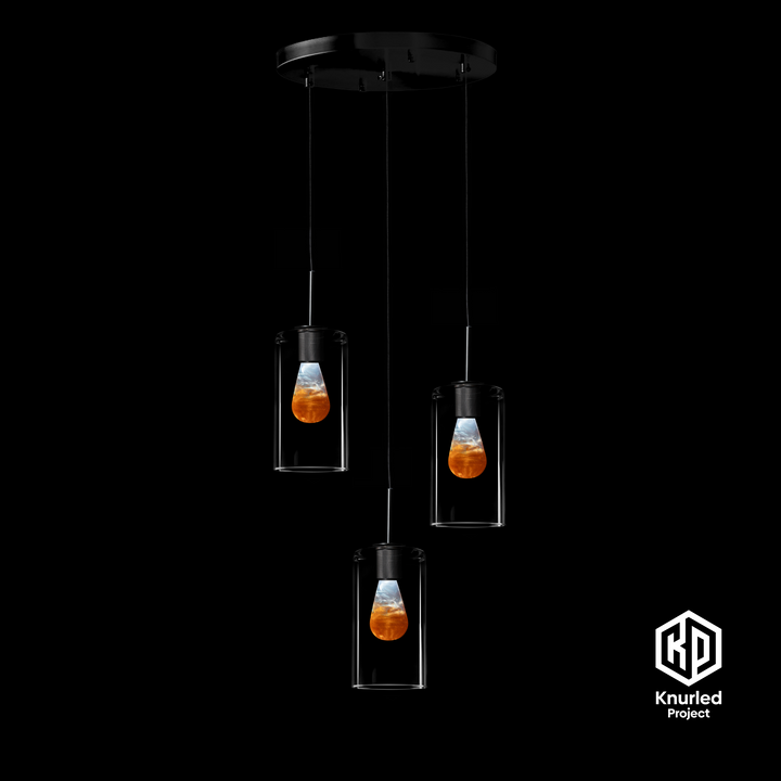 Matte Black 3 Drop + Molten Mood Bulbs + Cylinder Shade