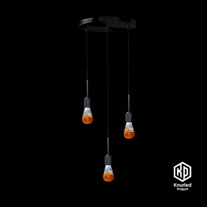 Matte Black 3 Drop Pendant + Molten Mood Bulbs