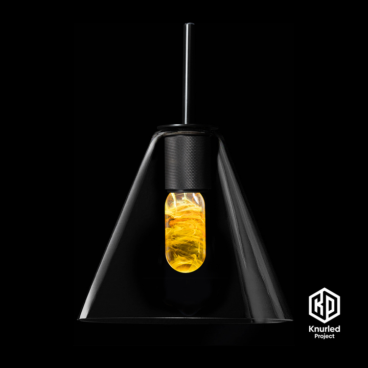 Matte Black 3 Drop + Lava Mood Bulbs + Cone Shade