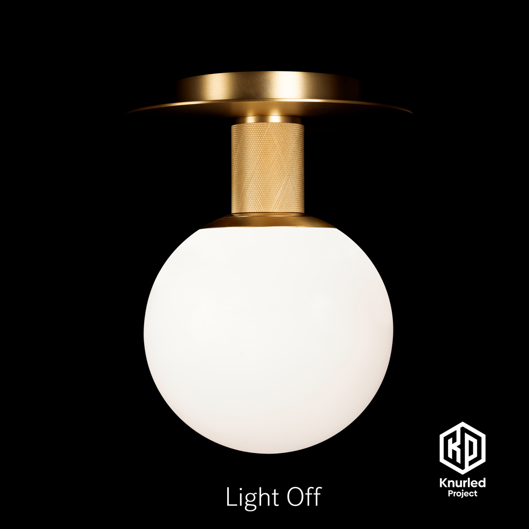 Brass Ceiling Light + 150mm Opal Shade