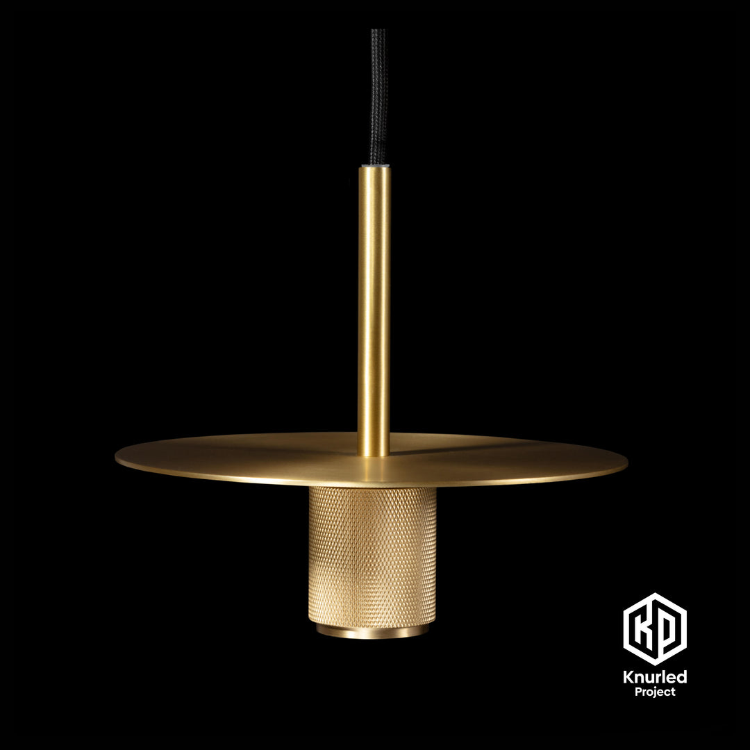 Brass Disc Pendant Light + Bell Shade