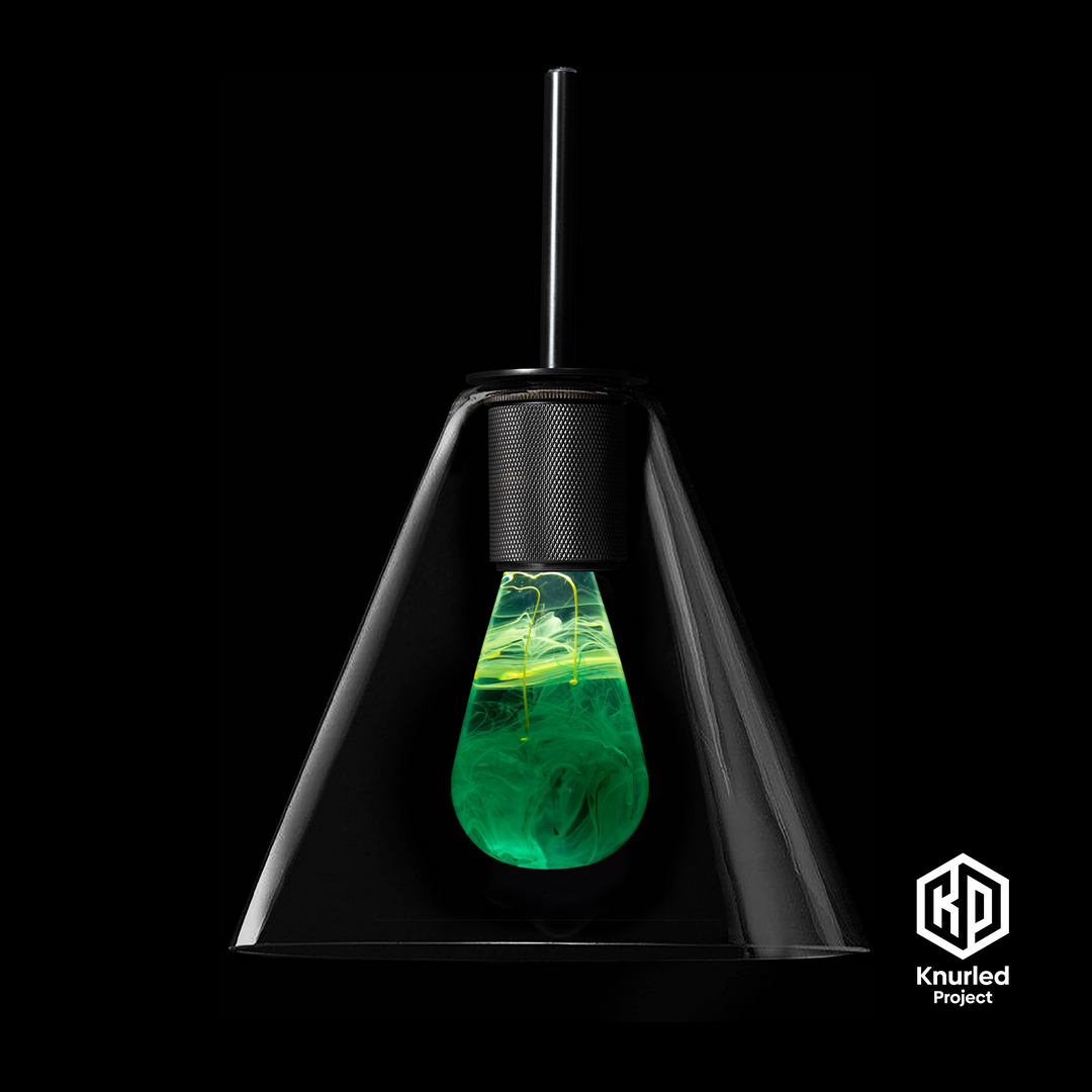 Matte Black 3 Drop + Cryptonite Mood Bulbs + Cone Shade