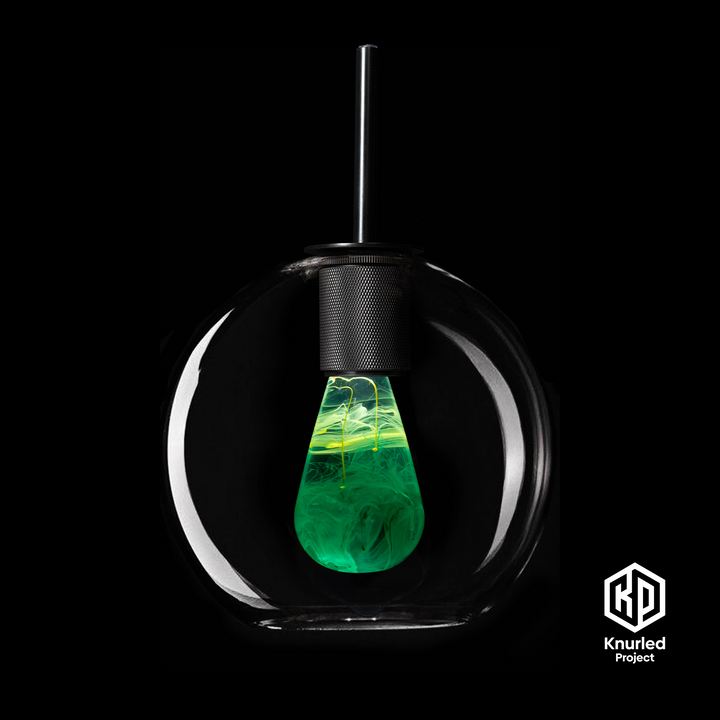 Matte Black 3 Drop + Cryptonite Mood Bulbs + Globe Shade