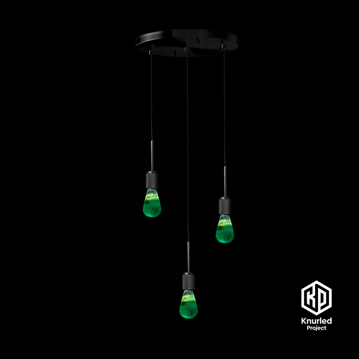 Matte Black 3 Drop Pendant + Cryptonite Mood Bulb