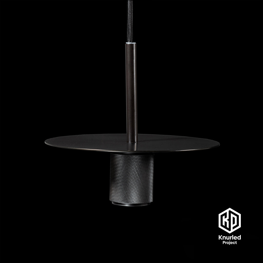 Matte Black Disc Pendant Light + Bell Shade