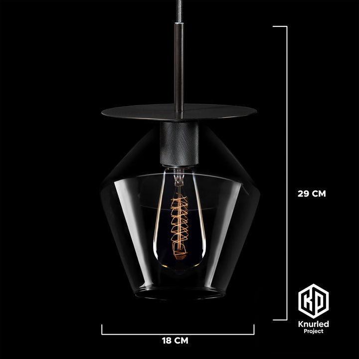 Matte Black Disc Pendant Light + Diamond Shade