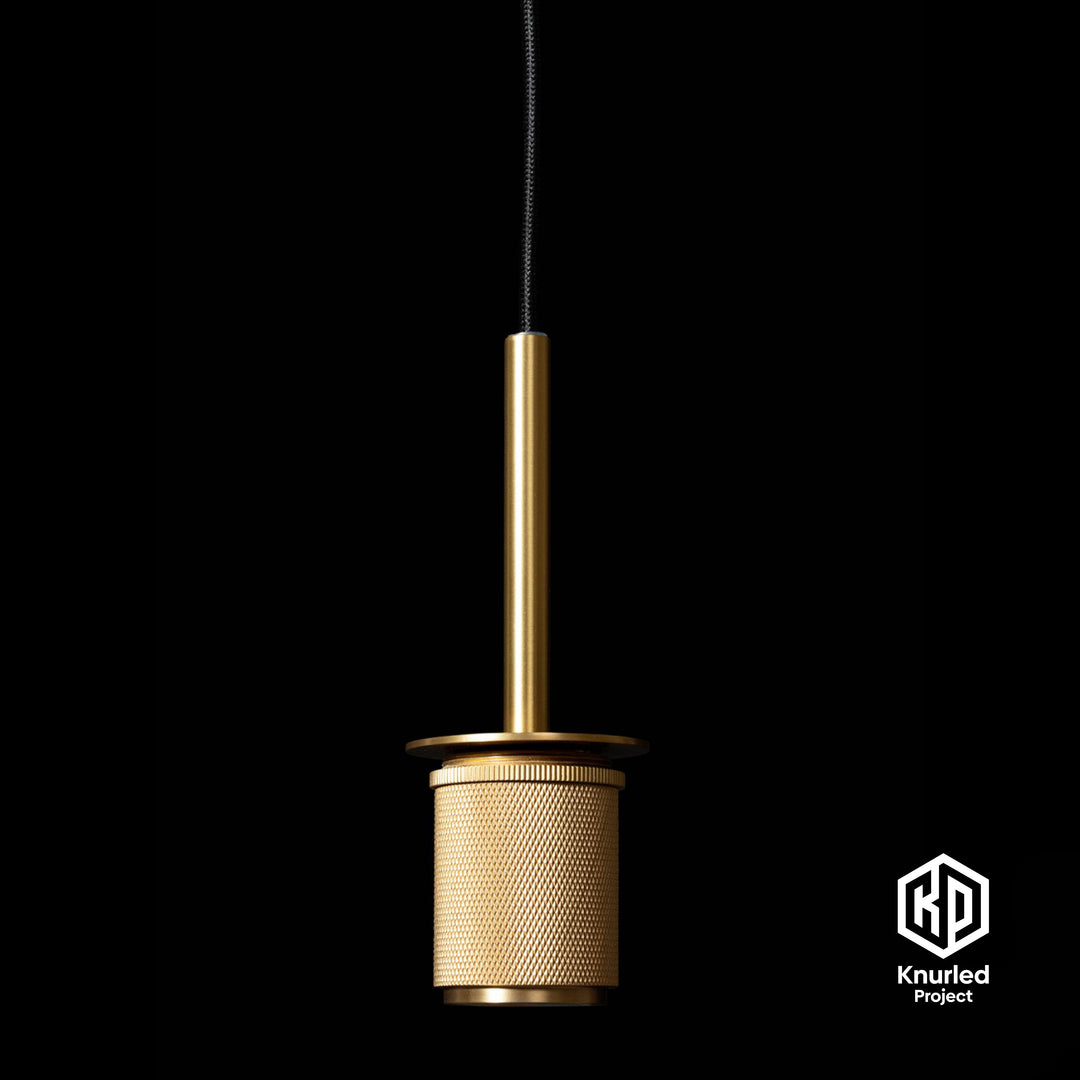 Brass Shade Pendant Light + Cylinder Shade