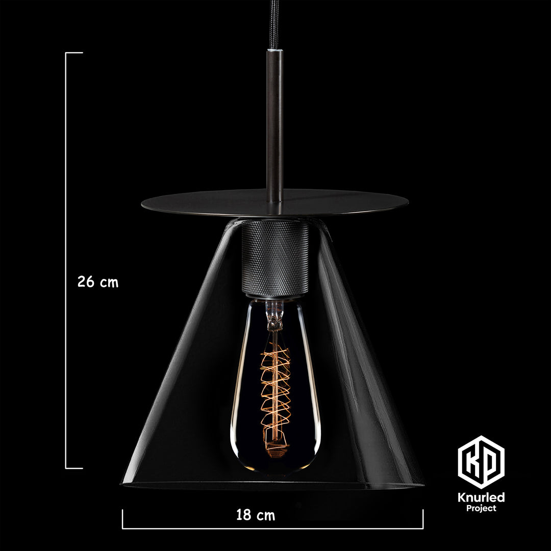 Matte Black Disc Pendant Light + Cone Shade