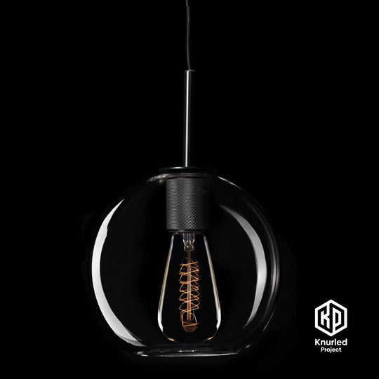 Matte Black Shade Pendant Light + Globe Shade