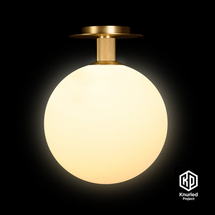 Brass Ceiling Light + 300mm Opal Shade