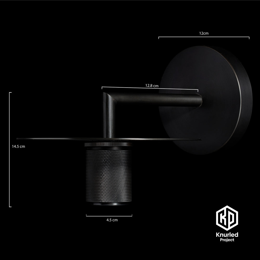 Matte Black Disc Wall Light + Globe Shade