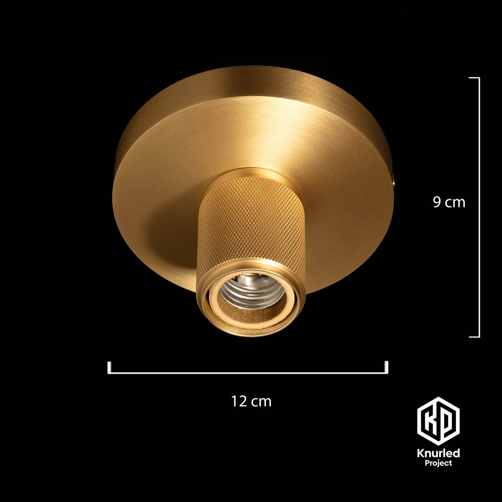 Brass Ceiling light and filament bulb with product measurements