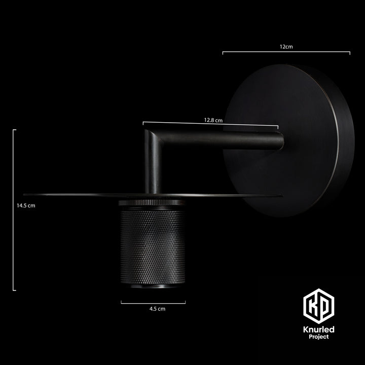 Matte Black Disc Wall Light + Diamond Shade