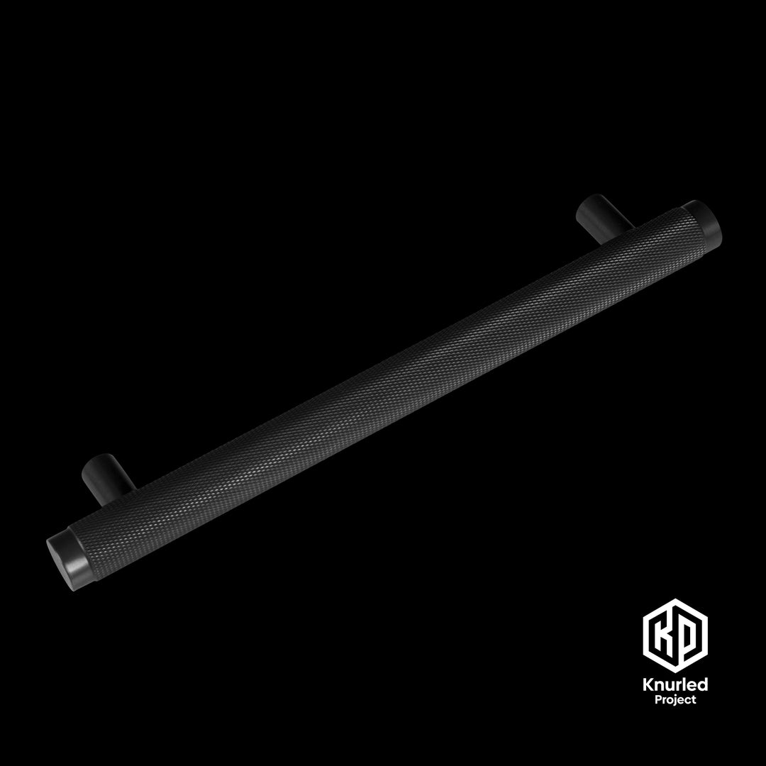 A black Kitchen/Bathroom/Wardrobe T bar Handle on a black background