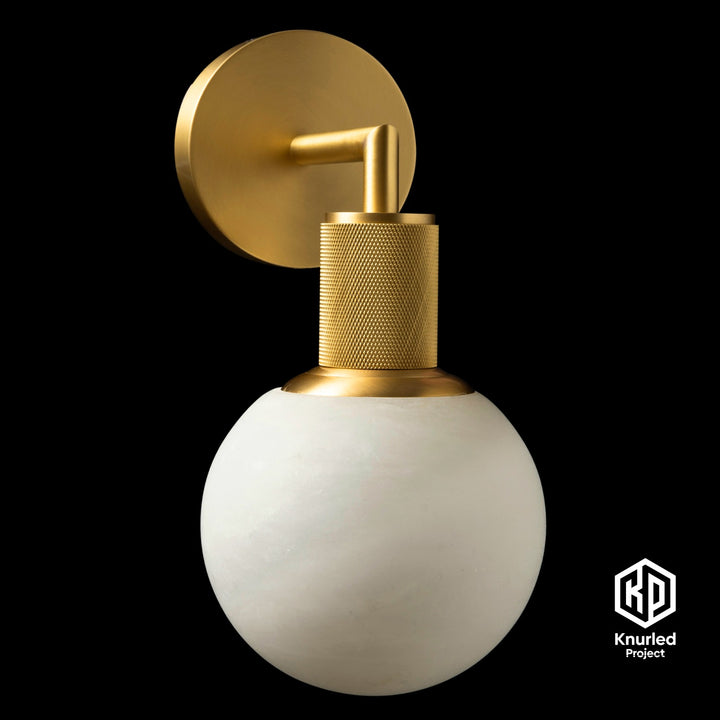 Marble globe brass wall light