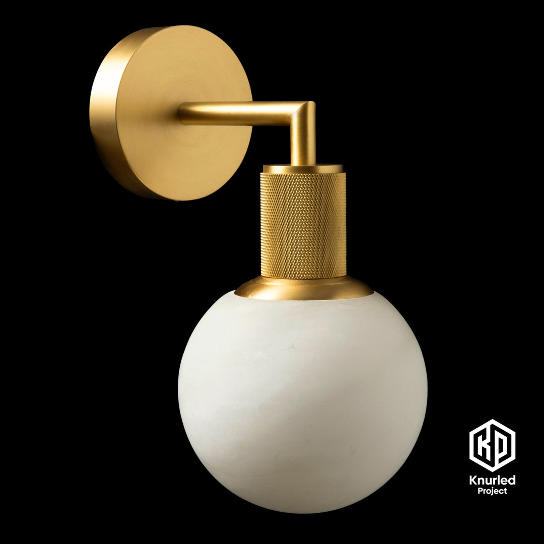 marble globe brass wall light