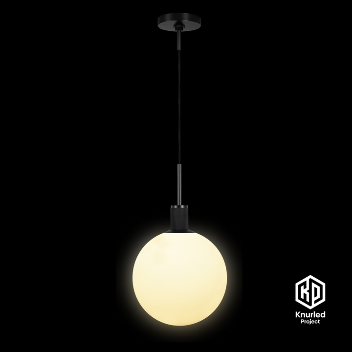 Matte Black Pendant Light + 300mm Opal Shade