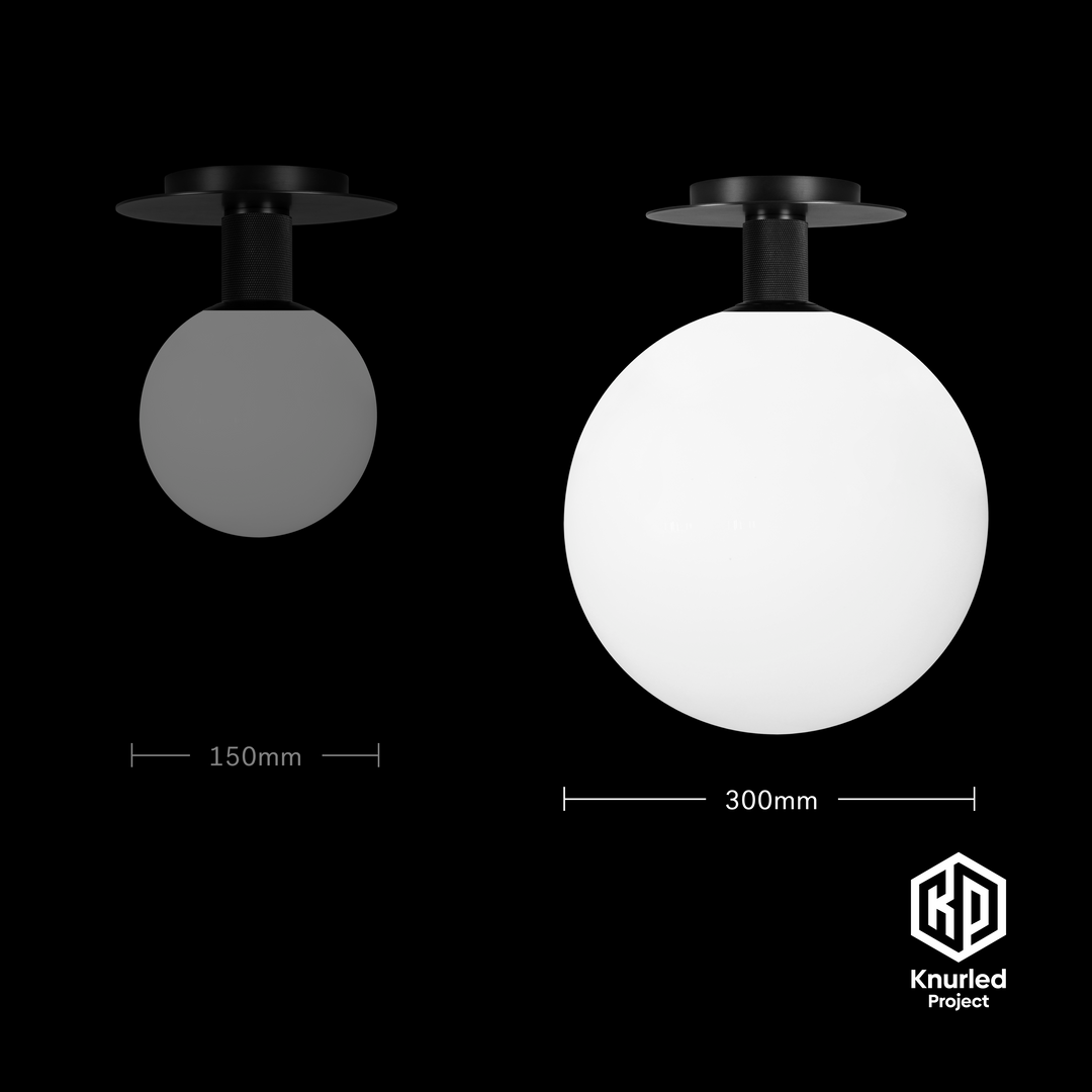 Matte Black Ceiling Light + 300mm Opal Shade