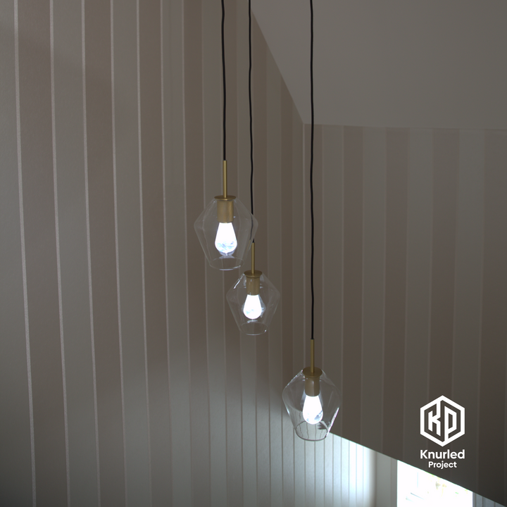 Brass 3 Drop Pendant + Diamond Shade