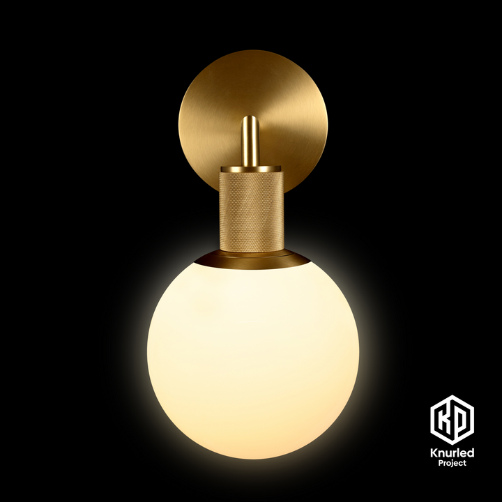 Brass Wall Light + 150mm Opal Shade