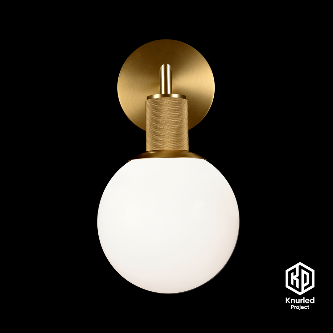 Brass Wall Light + 150mm Opal Shade