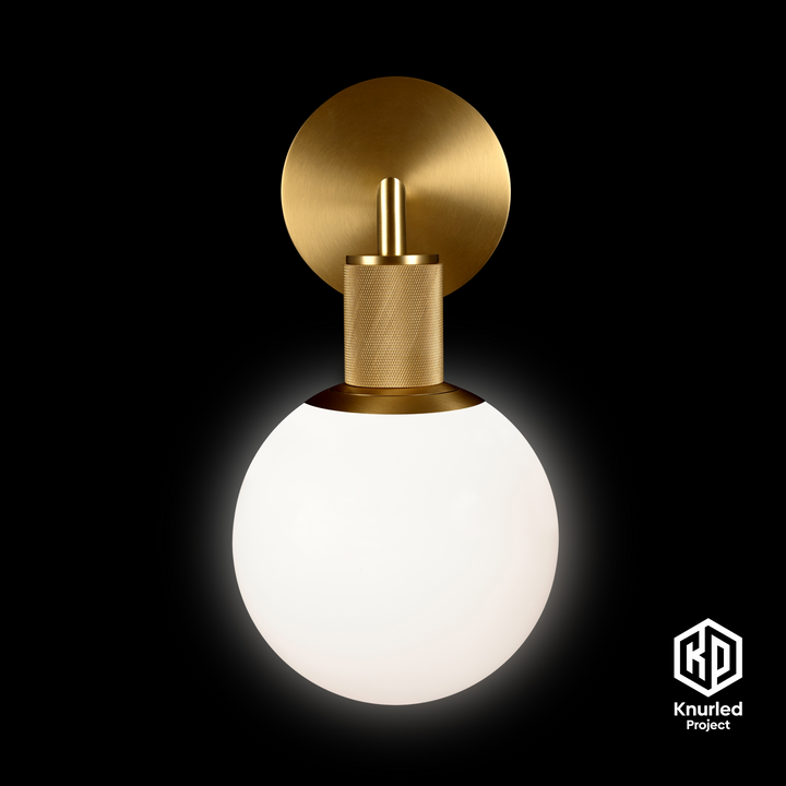 Brass Wall Light + 150mm Opal Shade