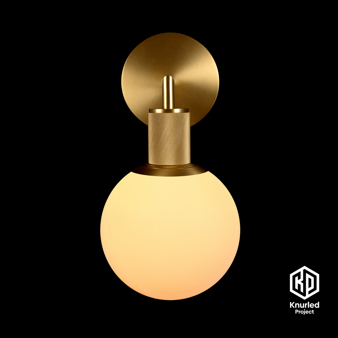 Brass Wall Light + 150mm Opal Shade