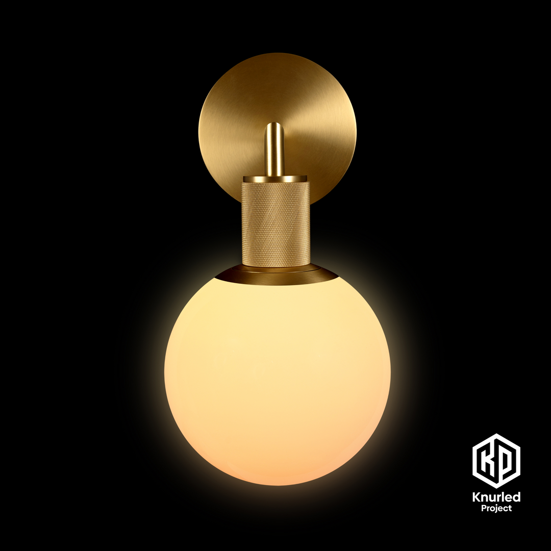 Brass Wall Light + 150mm Opal Shade