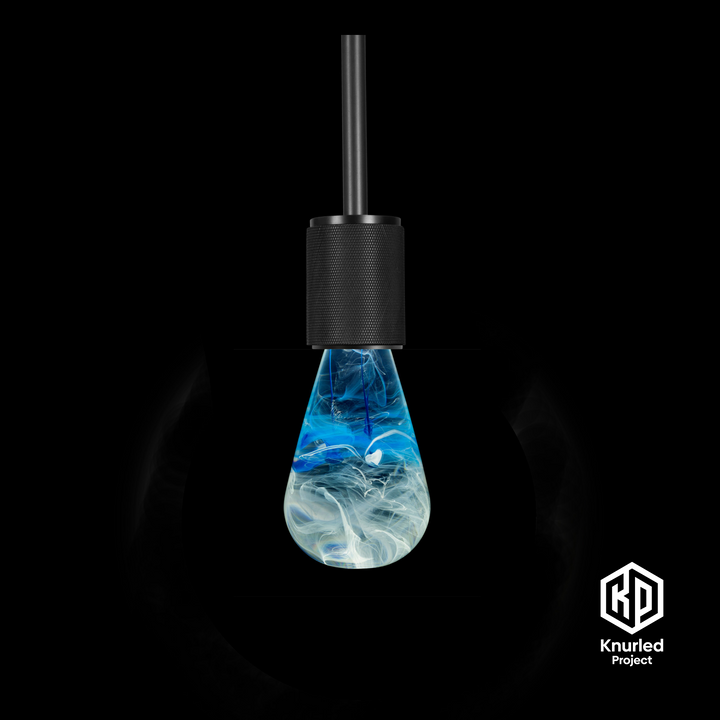 Matte Black 3 Drop Pendant + Glacier Mood Bulb