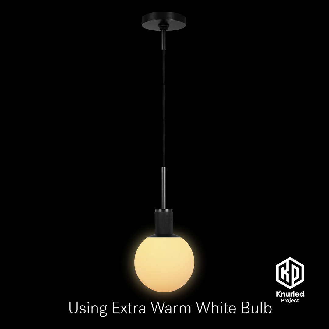 Matte Black Pendant Light + 150mm Opal Shade