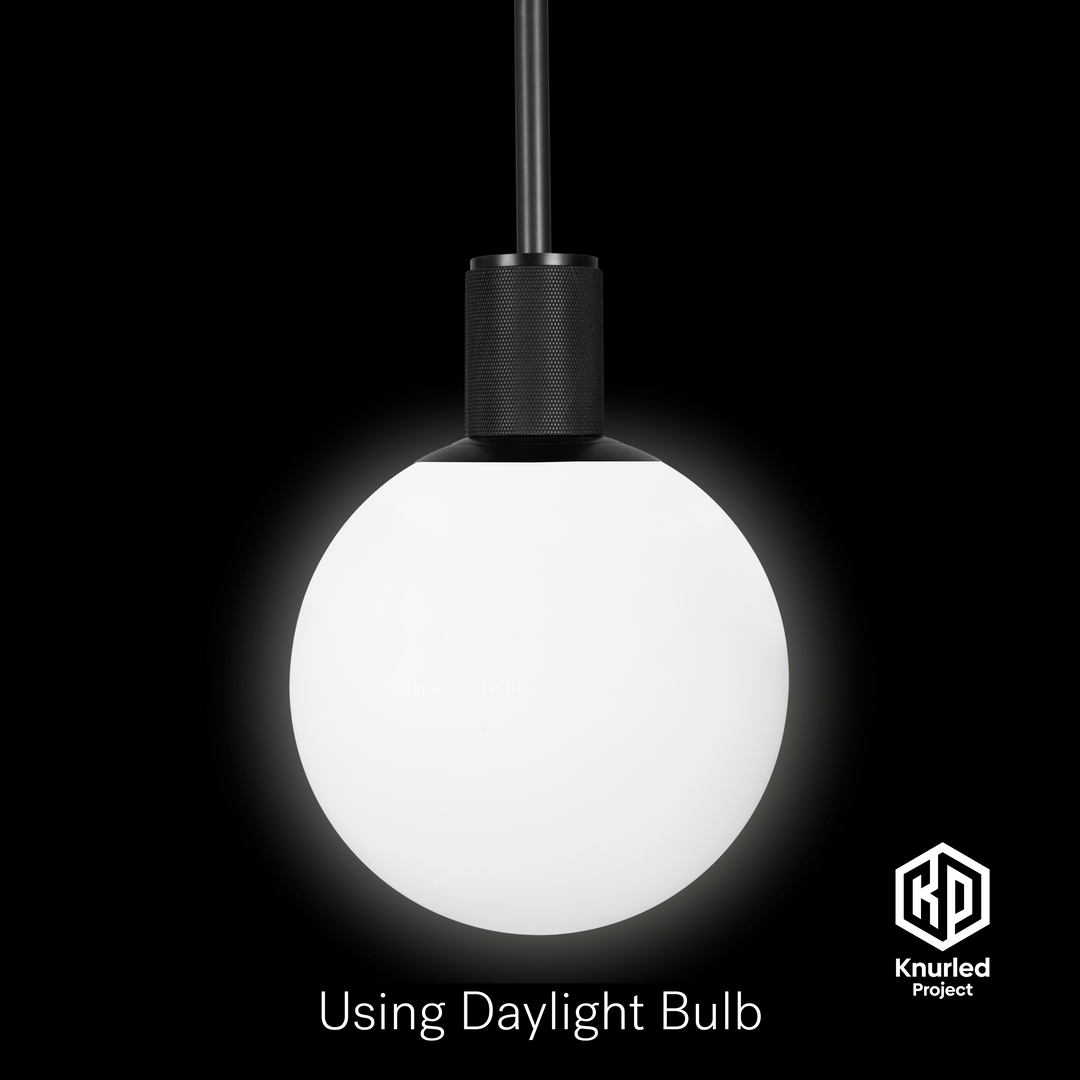 Matte Black Pendant Light + 150mm Opal Shade