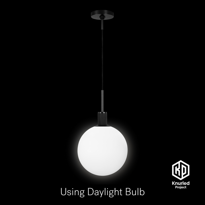 Matte Black Pendant Light + 150mm Opal Shade