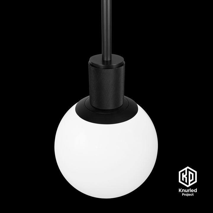 Matte Black Pendant Light + 150mm Opal Shade