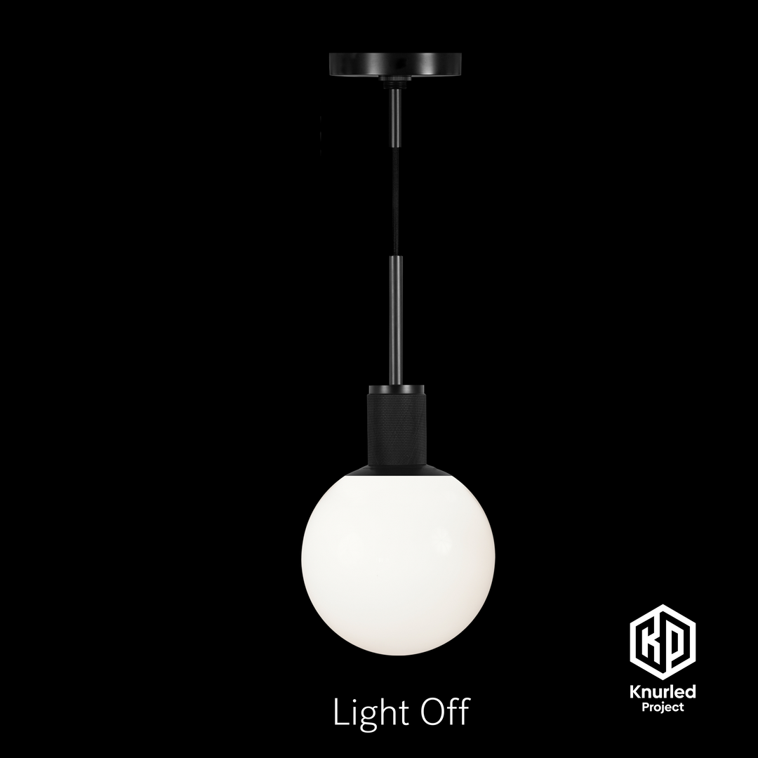 Matte Black Pendant Light + 150mm Opal Shade