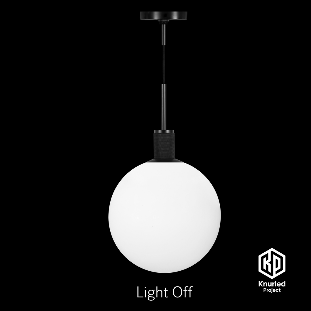 Matte Black Pendant Light + 300mm Opal Shade