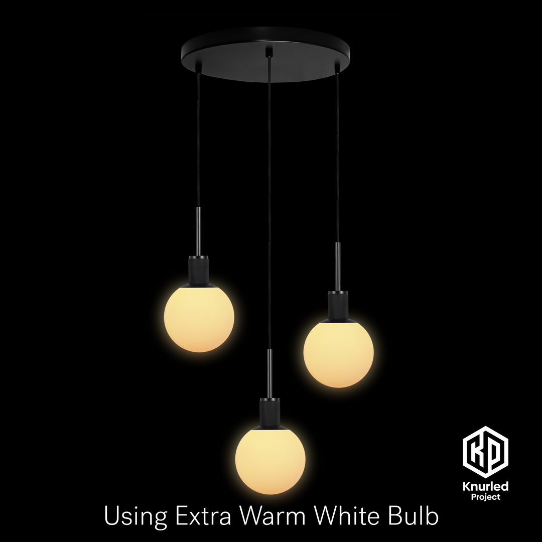 Matte Black 3 Drop Pendant Light + 150mm Opal Shade