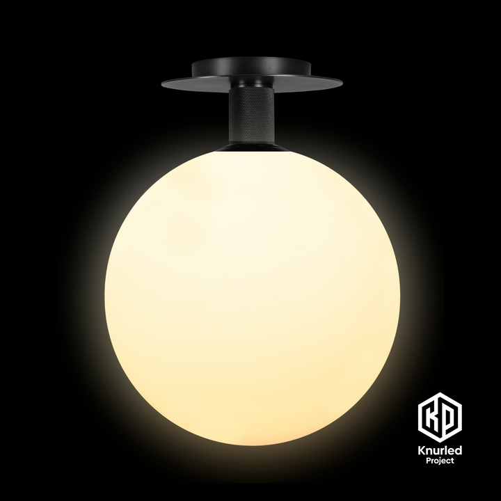 Matte Black Ceiling Light + 300mm Opal Shade