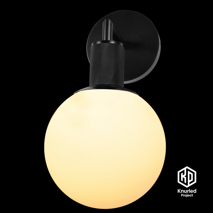 Matte Black Wall Light + 150mm Opal Shade