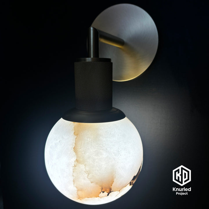 Marble Globe Brass Wall Light