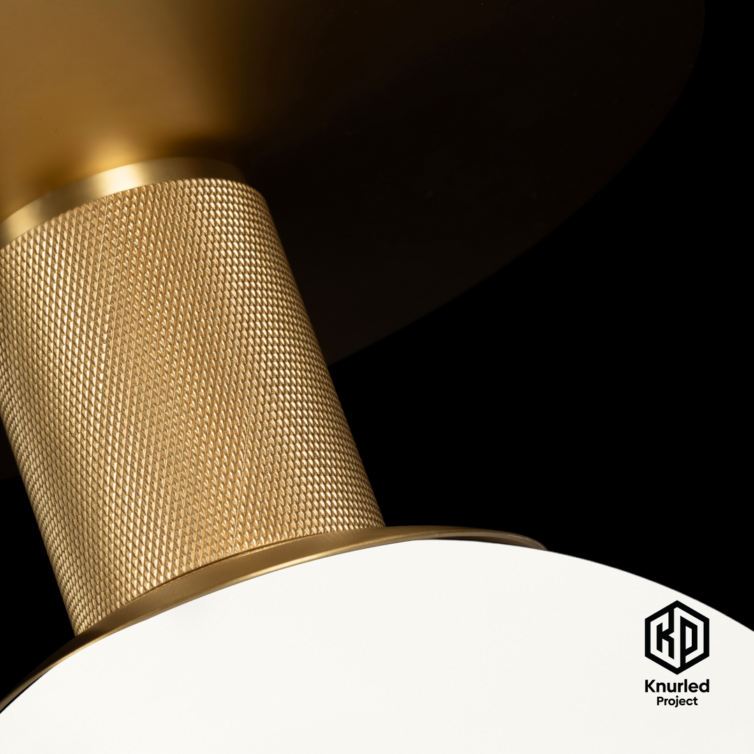 Brass Ceiling Light + 150mm Opal Shade