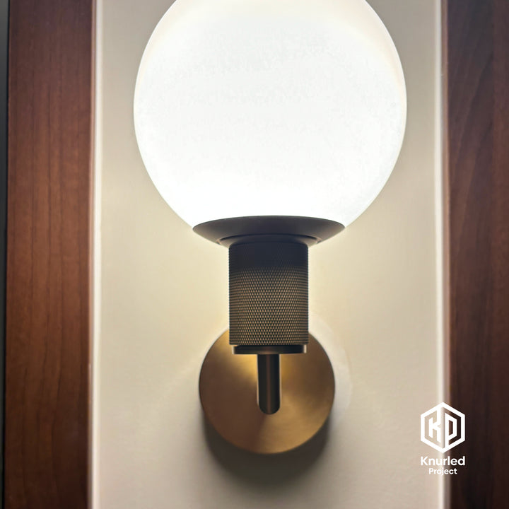 Brass Wall Light + 150mm Opal Shade