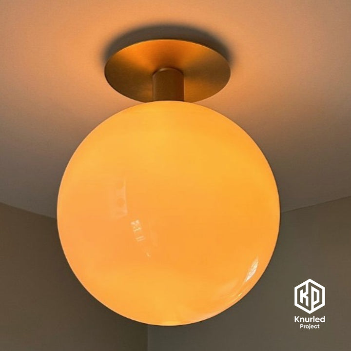 Brass Ceiling Light + 300mm Opal Shade